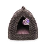 Rosewood 40 Winks One size cat bed for indoor cats,kittens,puppies and small dogs,machine washable,removable inner cushion,plush cat igloo cave bed,grey,pink, 40x40x38cm(approximately 16x16x15 inches)