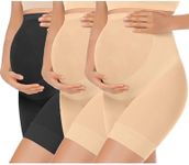 KIM S Maternity Clothes Fall Maternity Dress Maternity Shapewear Underwear for Dresses Maternity Dress for Photoshoot Pregnancy Must Haves Belly Support Maternity Biker Shorts (Nude+Nude+Black S)