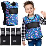 Janmercy Weighted Vest for Kids Adjustable Breathable Compression Vest for Autism Sensory Hyperactivity Mood Processing Issue, Dinosaur, Small