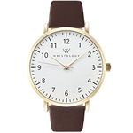 WRISTOLOGY Olivia Womens Numbers Boyfriend Watch Gold Brown Leather Strap