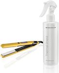Moehair Hair Straightener 1.5'' with Thermal Heat Spray (8Fl oz) Hairstyling Kit Flat Iron for Curly Hair and Titanium Plates Hair Straightener Heat Protectant Spray Suitable for All Hair Types