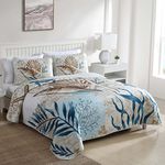 Caribbean Joe Coastal 3-Piece Quilt Set, King, Blue Sea Turtle