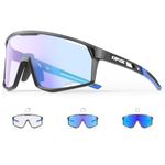 KAPVOE Photochromic Cycling Glasses Men Mountain Bike Sunglasses Women Clear MTB Sports Goggles Transition Bicycle Glasses Triathlon Running UV Protection Blue