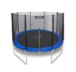 SereneLife Outdoor Trampoline for Kids and Adults - 8ft 10ft 12ft - ASTM Certified Heavy Duty Garden Trampoline with Safety Poles Netting and Stable Rustproof Frame
