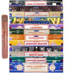 Satya Nag Champa Incense Sticks | 12 unique and premium flavours | with SAMASIA incense stick holder for Aromatherapy, Incense Spa, Yoga, Meditation, Healing, Spirituality and Relaxation