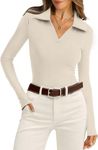 WIHOLL Long Sleeve Shirts for Women V Neck Business Casual Tops Fall Fashion 2024 Apricot M