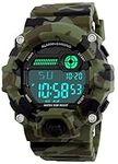 BHGWR Kids Digital Watches, Boys Sports Watch with Alarm/Timer/Shock Resistant, Teenagers Childrens 5 Bars Waterproof Electronic Wrist Watch for Boys Camouflage