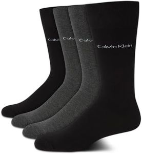 Calvin Klein Men's Dress Socks - Cotton Blend Crew Socks: Patterns and Solids (4 Pack), Black/Grey, 7-12