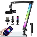 YOUSHARES Mic Boom Arm with RGB Lights - Premium Microphone Boom Arm Mic Stand for HyperX QuadCast Mic, Blue Yeti Mic, Shure MV7 Mic and Most Microphones