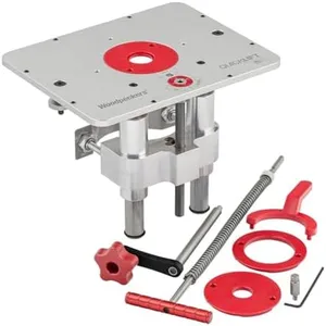 Woodpeckers Quicklift Router Lifts, Aluminum Plate, Fits 4.14 Inch Router Motors, Patented Quick-Lift Feature and Crank Style Micro Adjustments