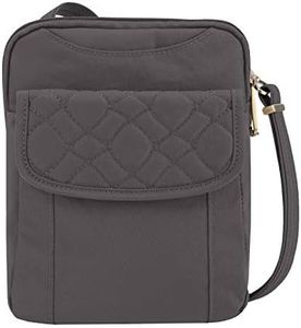 Travelon Anti-Theft Signature Quilted Slim Pouch, Smoke, One Size, Anti-theft Signature Quilted Slim Pouch