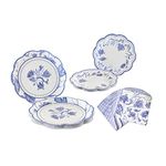 Kate Aspen Blue Willow 62pc Paper Plates Napkins, 16pcs 7 inch & 16pcs 9 inch Heavy Duty Disposable Party Plates, 30pcs 6.5 inch Durable Paper Napkins for Birthday, Baby Shower, Wedding Party