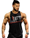 JUARI BE A GENTLEMAN Men's Cotton Regular Fit, Sleeveless, Stringer Y Back Tank Tops Look (Large, Black)