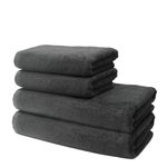 Set of 4 Pieces Bath Towels - 2 Bath Towels 70x140cm + 2 Hand Towels 50x100cm - Premium 100% Turkish Cotton Towel - 500 GSM - Very Soft & Absorbent - Oeko-TEX Certified - Ôhm - Anthracite Grey