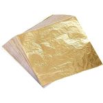 100 Sheets Imitation Gold Leaf for Art, Crafts Decoration, Gilding Crafting, Frames, (14 cm x 14 cm)