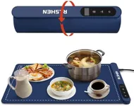 Electric Food Warming Mat with 6 Adjustable Temperature Control, Premium Silicone Nano-Material Foldable Quick Heating Plate, Food Warming Tray for Restaurants, buffets Party, Dinner (Blue)