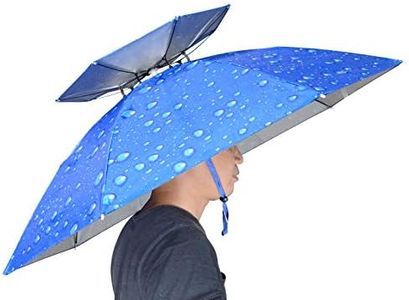 NEW-Vi Fishing Umbrella Hat Folding Sun Rain Cap Adjustable Multifunction Outdoor Headwear (Blue (upgraded))