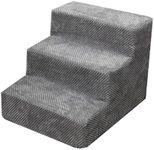 Floofi 3-Step Detachable Memory Foam Pet Stairs with Removable Washable Cover Breathable, High Rebound, Easy-to-Clean, Corduroy Cover, Ideal for Small to Medium Pets, Grey