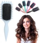 Curl Defining Brush New Curl Brush Premium Boar Bristle Curly Hair Brush for Perfectly Shaped and Defined Curls Detangling and Styling Hairbrush (Blue)