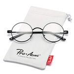 Pro Acme Non Prescription Clear Lens Glasses Retro Small Round Metal Frame (Black)