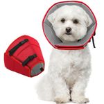 Kuoser Dog Cone Collar, Soft Dog Cones After Surgery, Protective Recovery Collars For Dogs,Adjustable Buster Collars For Dogs, Dog Neck Collar After Surgery Puppy Quick Healing Anti-Bite,red S