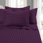 Elegant Comfort Best, Softest, Coziest 6-Piece Sheet Sets! - 1500 Thread Count Egyptian Quality Luxurious Wrinkle Resistant 6-Piece DAMASK Stripe Bed Sheet Set, Queen Eggplant/Purple