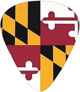 Flag Of Maryland 12 Pcs Guitar Picks Set For Folk,Acoustic,Bass Guitar,Electric,Banjo Or Ukulele.Solo,Riff,Gifts