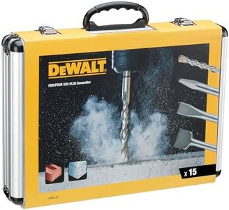 DeWalt Chisel and Drill Set, 15 Pieces SDS Plus: 4 x Flat chisels, 1 x Pointed Chisel, 10 x SDS Plus high Performance Drill bits, Including 1 x Aluminium case, DT9679