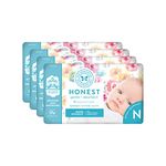 The Honest Company Diapers - Newborn, Size 0 - Rose Blossom Print | TrueAbsorb Technology | Plant-Derived Materials | Hypoallergenic | 32 Count (Pack of 4)