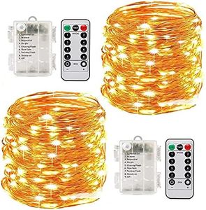 Led String Lights Battery Powered, Proxima Direct 33 Ft/10M Waterproof Fairy Lights 100 LED Christmas Light with 8 Modes for DIY Christmas Wedding Bedroom Tree Decoration (Warm White, Pack, 2)