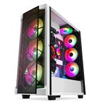 Segotep T1 White Full-Tower E-ATX Gaming PC Case, Graphics Card Vertical Mounting w/Tempered Glass Side Panel, USB 3.0 Type-C I/O Panel, Cable Management/Optional 360mm Radiator (No Fan Included)