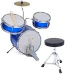 Toyrific Academy of Music | Kids 3 Piece Drum Kit, Children Beginners Drum Musical Instrument Set with Bass Drum Pedal, Drum Sticks, Cymbal and Seat, Blue
