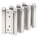 Two Pairs Cafe Saloon Door Hinges Double Action Spring Hinge Stainless Steel Self-Closing (4 Inch)