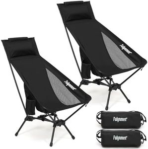 Fulynmen 2 Pack High Back Camping Chairs for Adults Heavy Duty,Backpacking Chair,Beach Chair,Support 400lbs with Carry Bag Black