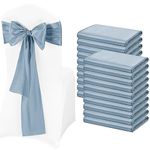 Pesonlook 50Pcs Satin Chair Sashes Ties, Dusty Blue Satin Chair Sashes Bows Chair Cover Back Tie Supplies for Wedding Reception Events Banquets Party, Hotel Event, Chairs Decoration