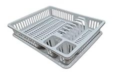 Malabsy® Plastic Dish Drainer Plate Cutlery Rack Kitchen Sink Utensil Draining Cup Holder 38cm x 30cm 7cm (Cream)