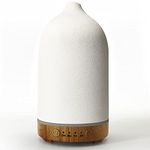 Vasysvi Essential Oil Diffuser Humidifiers,Aromatherapy Diffuser, Ceramic Diffuser Wood Grain Diffusers for Essential Oils,7-Color Night Light Aroma Diffuser for Home,Office and Trip(180ML)-White