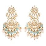 I Jewels 18K Gold Plated Traditional Handcrafted Pearl Kundan Beaded Chandbali Earrings for Women/Girls (E2916Sb)