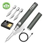 Dmyond Cordless Soldering Iron Kit, USB Rechargeable Portable Cordless Soldering Iron, 3 Temperature Adjustment Soldering Iron Tool Kit for Home Appliance Repair, DIY - Grey