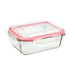 HOMESHOPA Airtight Glass Food Storage Container, 620ml, 1 Pack BPA-Free & Leak Proof Silicone Seal Plastic Lids, Glass Meal Prep Takeaway Lunch Boxes