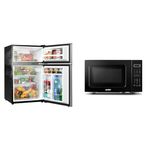 Whirlpool 3.1 Cu.Ft Mini Fridge with Freezer, 2 Door Refrigerator Small & COMFEE' CM-M201K Countertop Microwave Oven with Express Cook, 6 Preset Menus and Kitchen Timer, 20L, 700W, Black