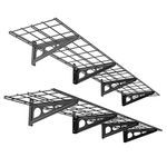 FLEXIMOUNTS 12-inch-by-72-inch Wall Shelf Garage Storage Rack Wall Mounted Floating Shelves,1x6ft,Black, 2-Pack