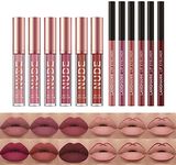 FantasyDay 12pcs Matte Liquid Lipstick with Lip Liner Pens Set Long Lasting High Pigmented Velvety Waterproof Nude Lipgloss Kit Make Up Gift Sets for Women Girls