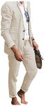 Men 2 Pieces Suit Linen Beach Weddi