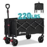 Sekey 220LBS Folding Camping Trolley, Heavy Duty 100L Large Capacity Garden Wagon Cart with All-Terrain Wheels, Lightweight Outdoor Utility Foldable Festival Trolley for Grocery, Shopping, Black