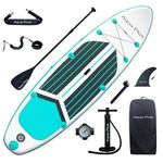 Aqua Plus 6inches Thick Inflatable SUP for All Skill Levels Stand Up Paddle Board,Paddle,Pump,ISUP Travel Backpack, Leash,Shoulder Strap,Youth,Adult Inflatable Paddle Board