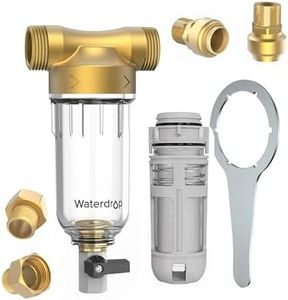 Waterdrop Backwash Spin Down Sediment Filter - Whole House Pre-Filtration System, 50-Micron, 2.5cm MNPT + 1.9cm FNPT, Traps Rust, Dust, Sand, BPA Free, Heavy Duty 316L Molybdenum Alloy Build
