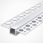 LEDBRITE LED Plaster in Aluminium Profile 2M / 6.6FT LED Aluminium Channel LED Aluminium Profile with Cover. LED Channels and Diffusers with End Caps and Mounting Clips Plaster (2)