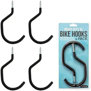 IMPRESA [4 Pack] Heavy Duty Bike Hook/Hanger - Wide Opening for All Bike Types - Easy On/Off - Hooks/Hangers for Garage Ceiling and Wall Bicycle Storage and Hanging