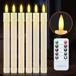 RaceGT Floating Candles,6PCS Home Table Decor LED Candles with Remote Control Fake Candles Flameless Candles White Electric Taper Candles Long Candle Lights for Living Room Christmas Decoration